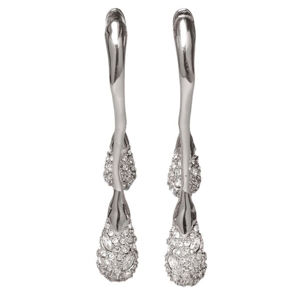 ALEXIS BITTAR • Solanales Crystal Front Back Double Drop Earrings - Silver - Picture 1 of 14